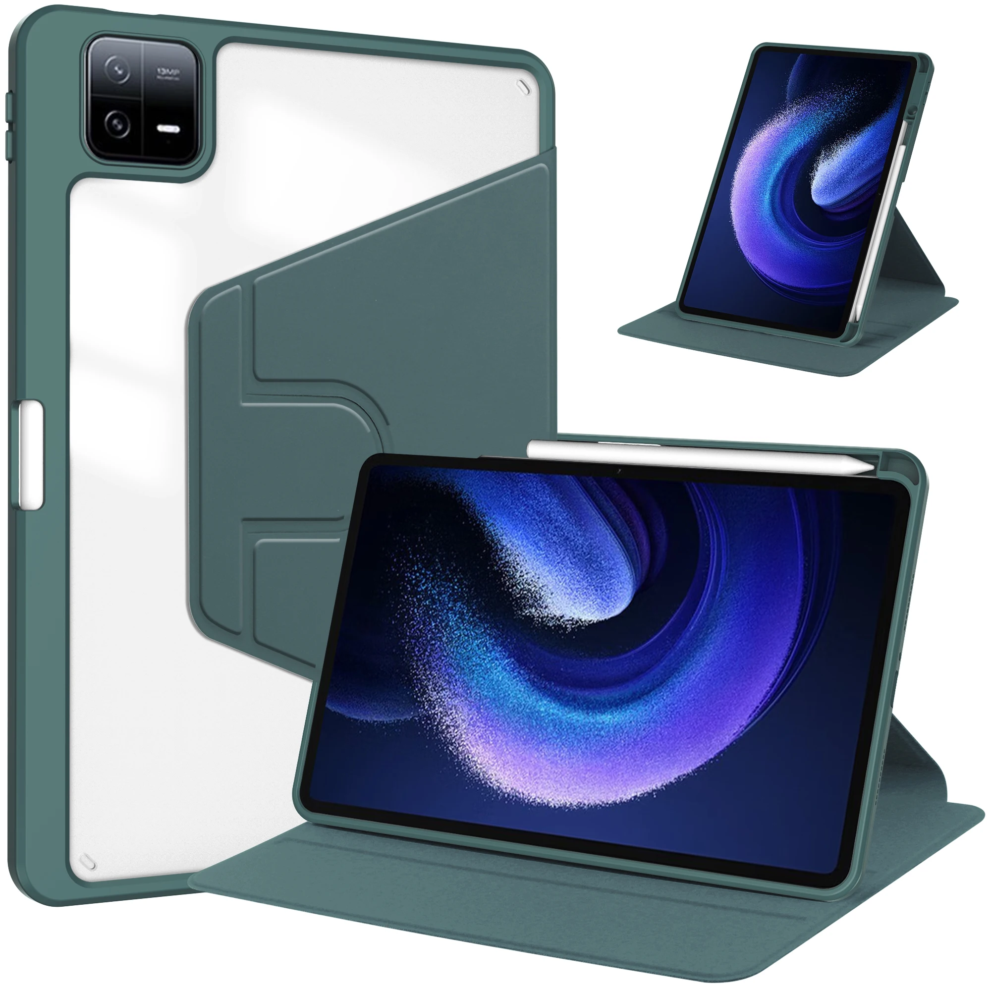 Enhanced 360 Rotatable Stand Smart Case with Pen Slot and Auto Sleep/Wake Function - Shockproof Shell