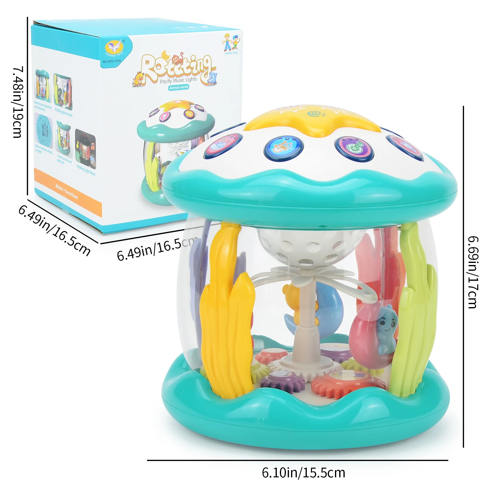 Baby multifunctional light and music hand drum, rotating projection drum early education machine, educational toy 6