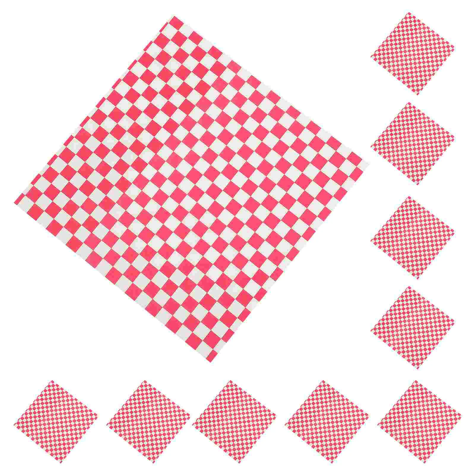 

50 Sheets Checkerboard Burger Food Wrapping Food Paper Sheets Rice Ball Bento Baking Bread Mat Grease-proof Sandwich Packing
