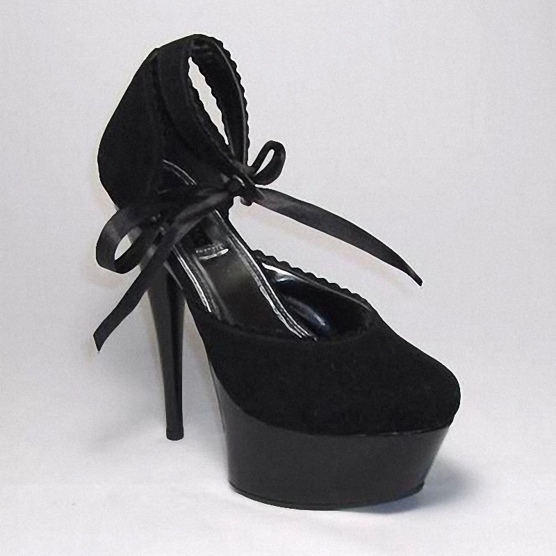 

Flock 6Inches Round Toe Bowknot Platform Sandals Sexy Fetish Nightclub Stripper Heels Women's Exotic Dancer 15cm Sweet Catwalk