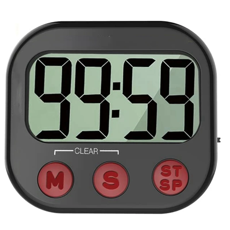 

2X Kitchen Timer, Digital Visual Timer Magnetic Clock Stopwatch Countdown Timer, Large LCD Screen Display For Cooking