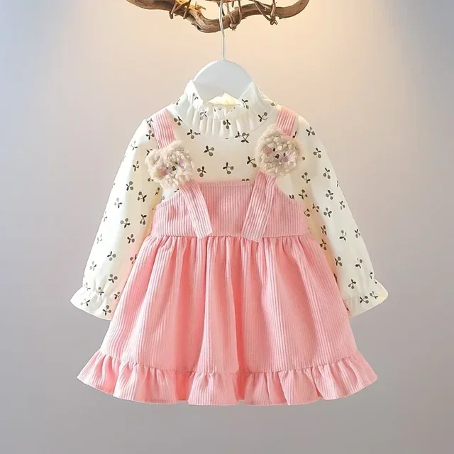 Girls Cherry Bear Pinafore Dress 2