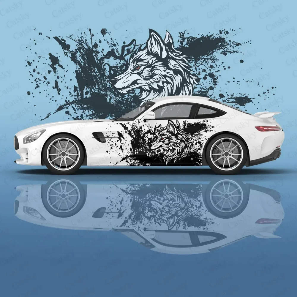 

wolf animal ink blood splatter Car Decal Protective Film Vinyl Side Graphic Wrap Accessories Racing Modified Car Stickers