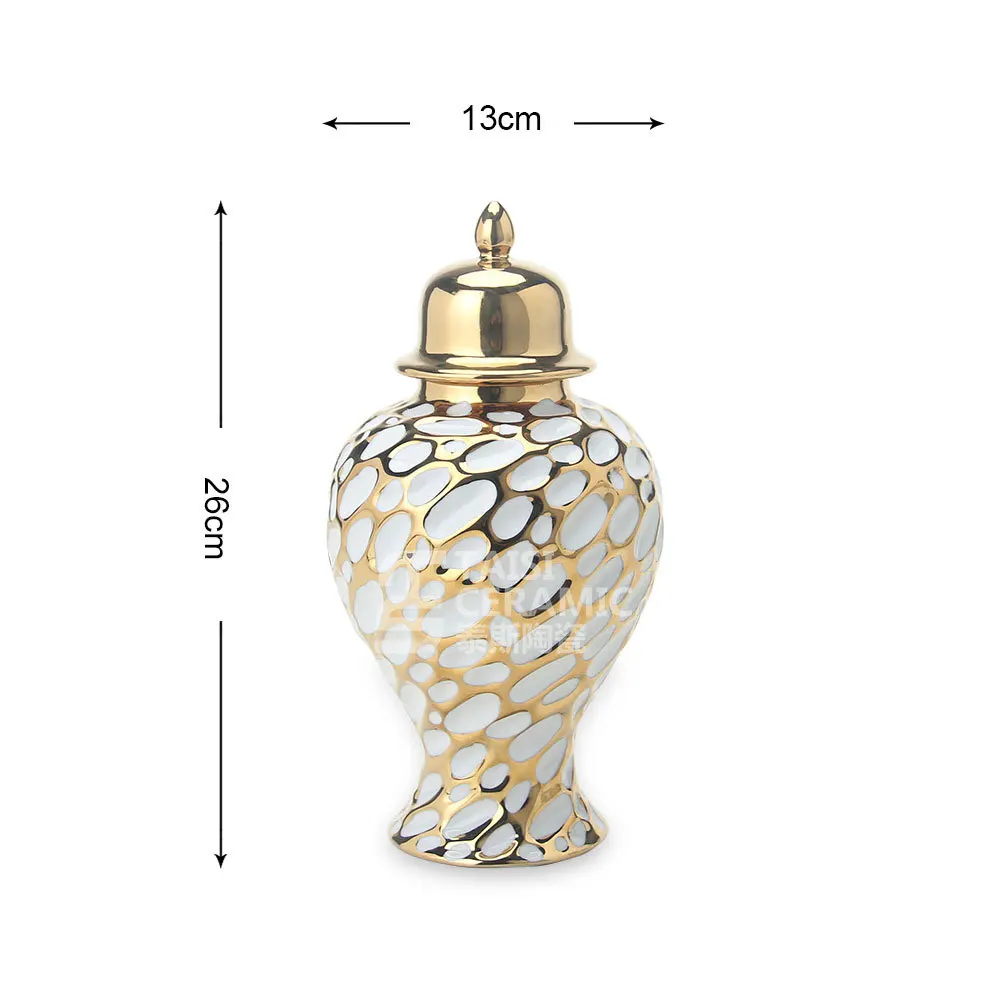 Ceramic Light Luxury Electroplated General Cans European Style Flower Vase Crafts Decorative Decorative Storage Tanks with Soft 5