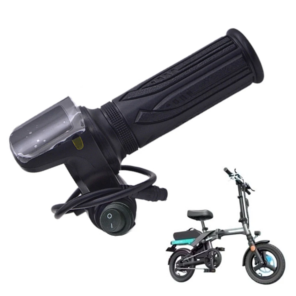 Enhanced Electric Bicycle Throttle Grip with Start Button & Voltage Display for E-Bike and Scooter Handlebar Accessories