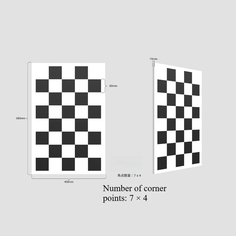80x80mm 흰색 체커보드 교정 타겟 카메라 교정 보드 그리드 패턴 (80mm 체크 사이즈)