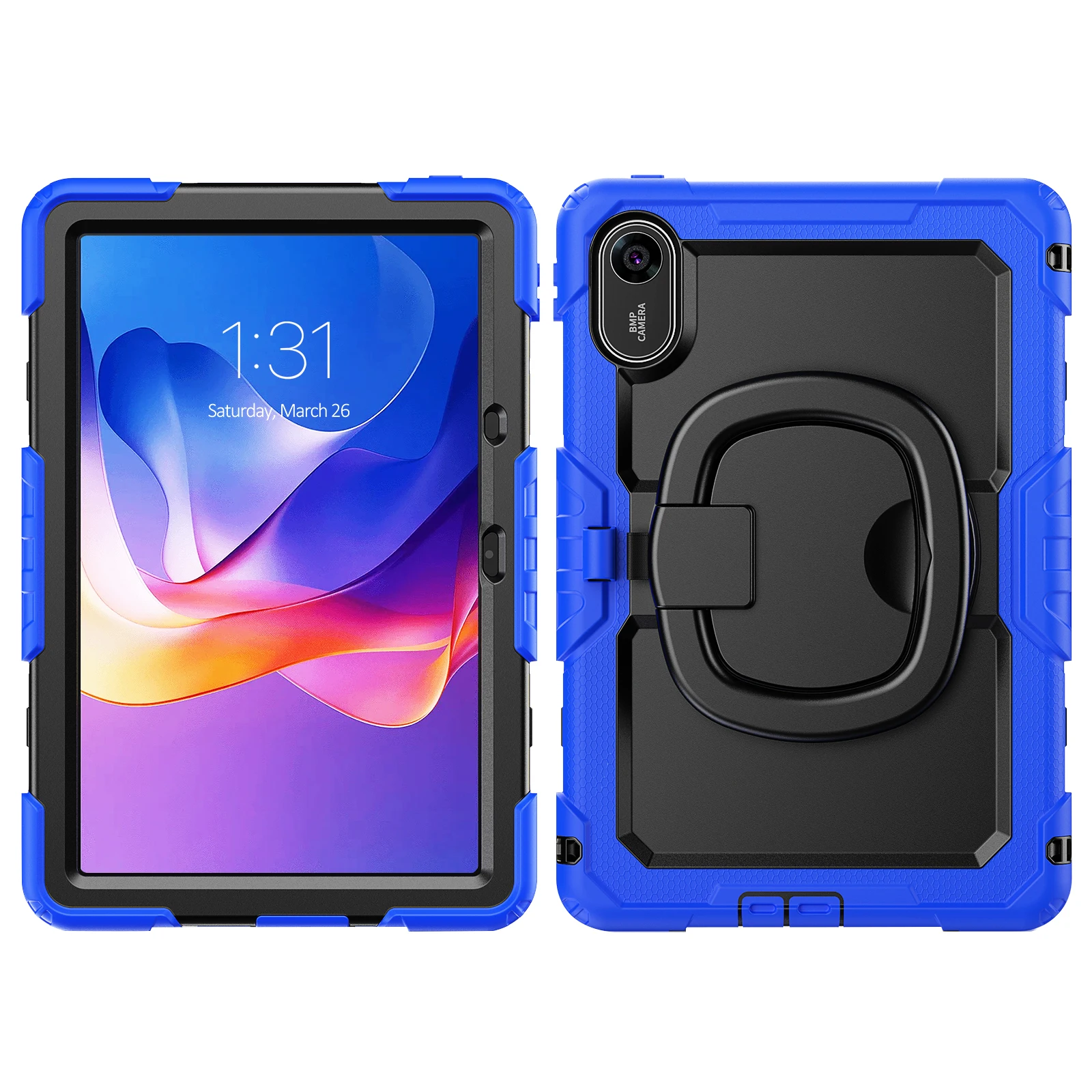 Durable 360° Rotating Kickstand Protective Case with Handle Grip and Shoulder Strap