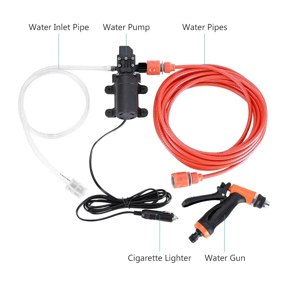 12V 100W High Pressure Car Washer Gun Pump Kit Portable Electric Cleaning Pump Car Garden Cleaning Device