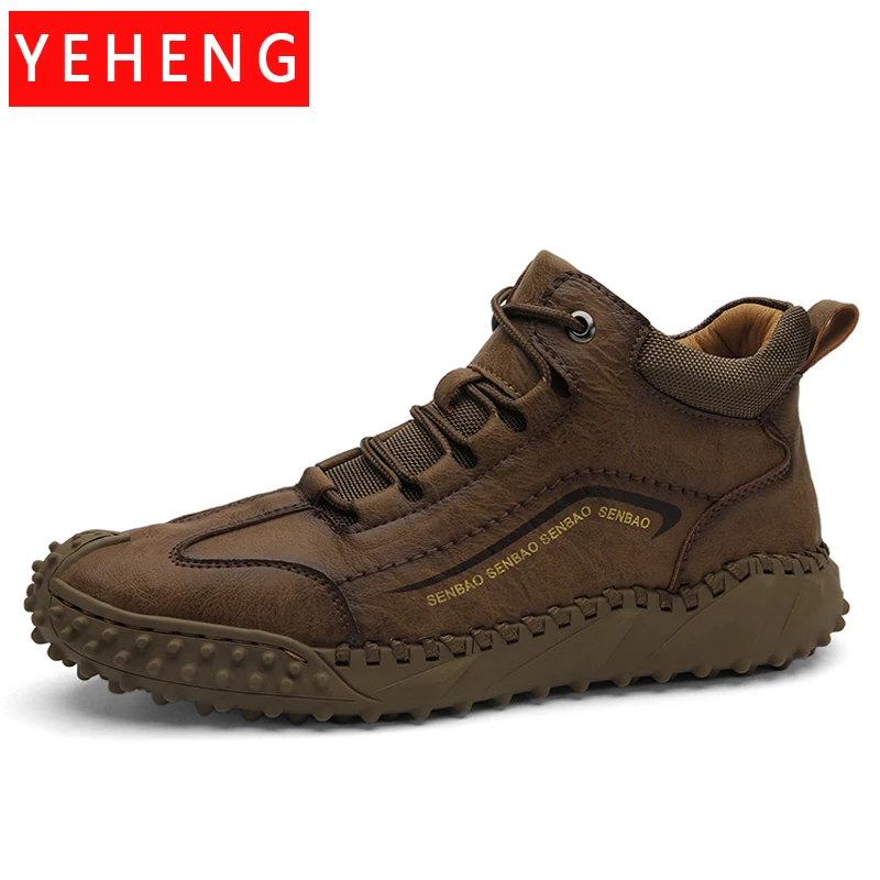 

Autumn Men's Casual Boots Handmade Ankle Boots Moccasin Winter Men's Business Casual Driving Outdoor Warm Sneakers Work Boots