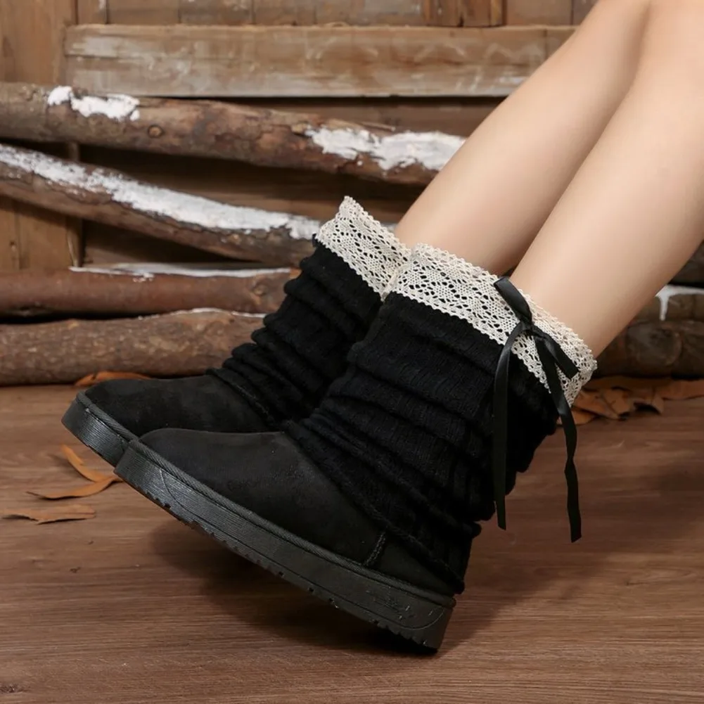 Winter Round Head Sexy Comfortable Non-slip Mid-tube Boots Fashionable New Thick-soled Warm Casual Snow Boots for Women