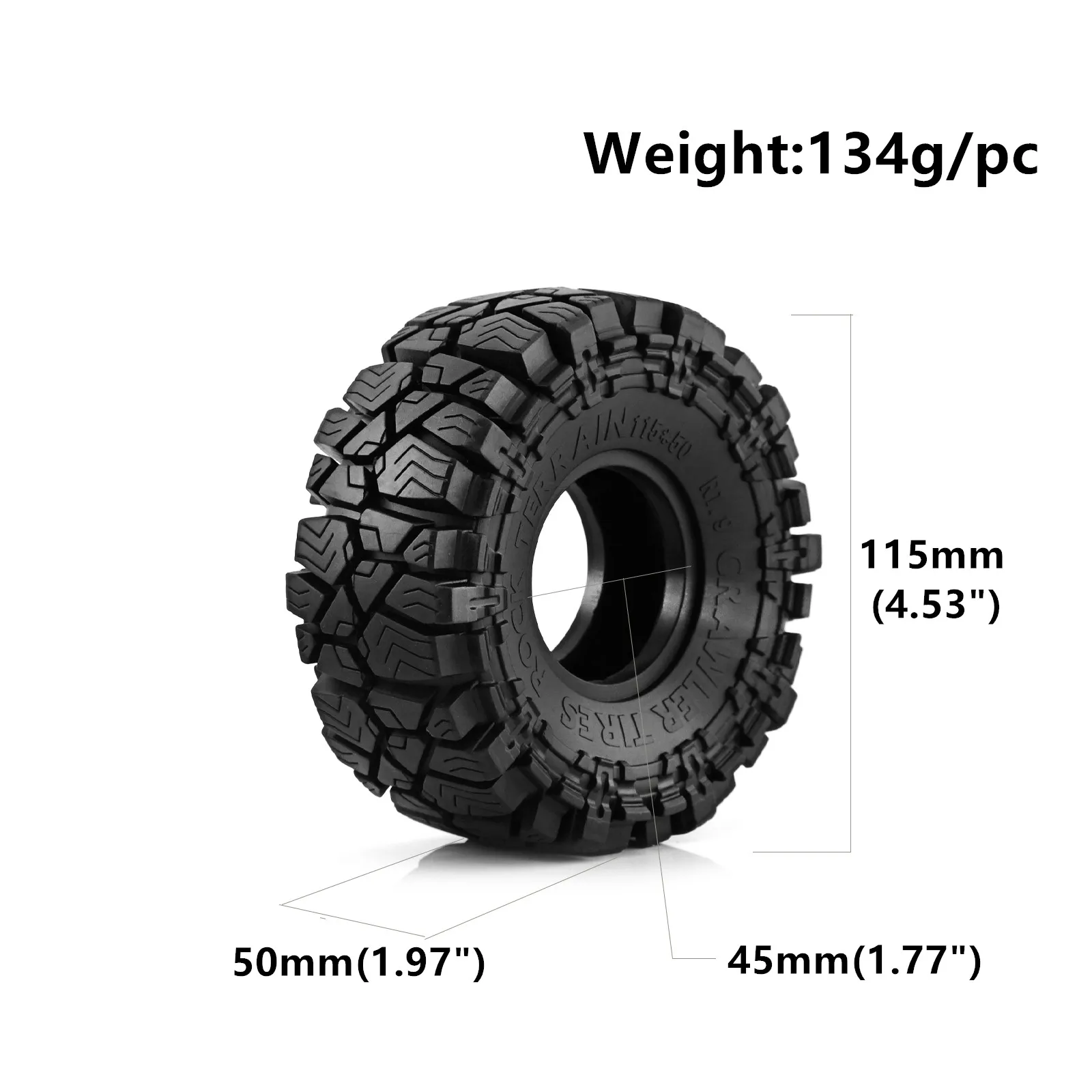 Pneus Crawler RC 1/10 1.9" 4x4 Caoutchouc Super Souple - Lot de 4