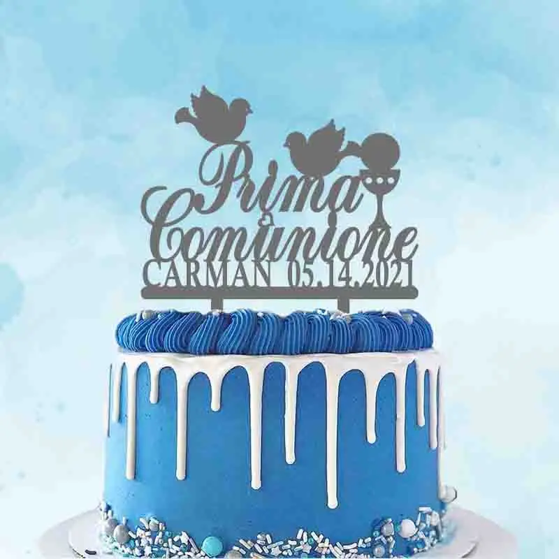 Nome Personalizzato Data Prima Comunione Italiana Per Bambini Prima Comunione Festa Decorazione Torta Topper
