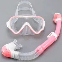 Kids Diving Mask Snorkel Set Swimming Goggles Tempered Glass Panoramic View Anti-Leak Anti-Fog Training Dry Top Youth Boys Girls 2