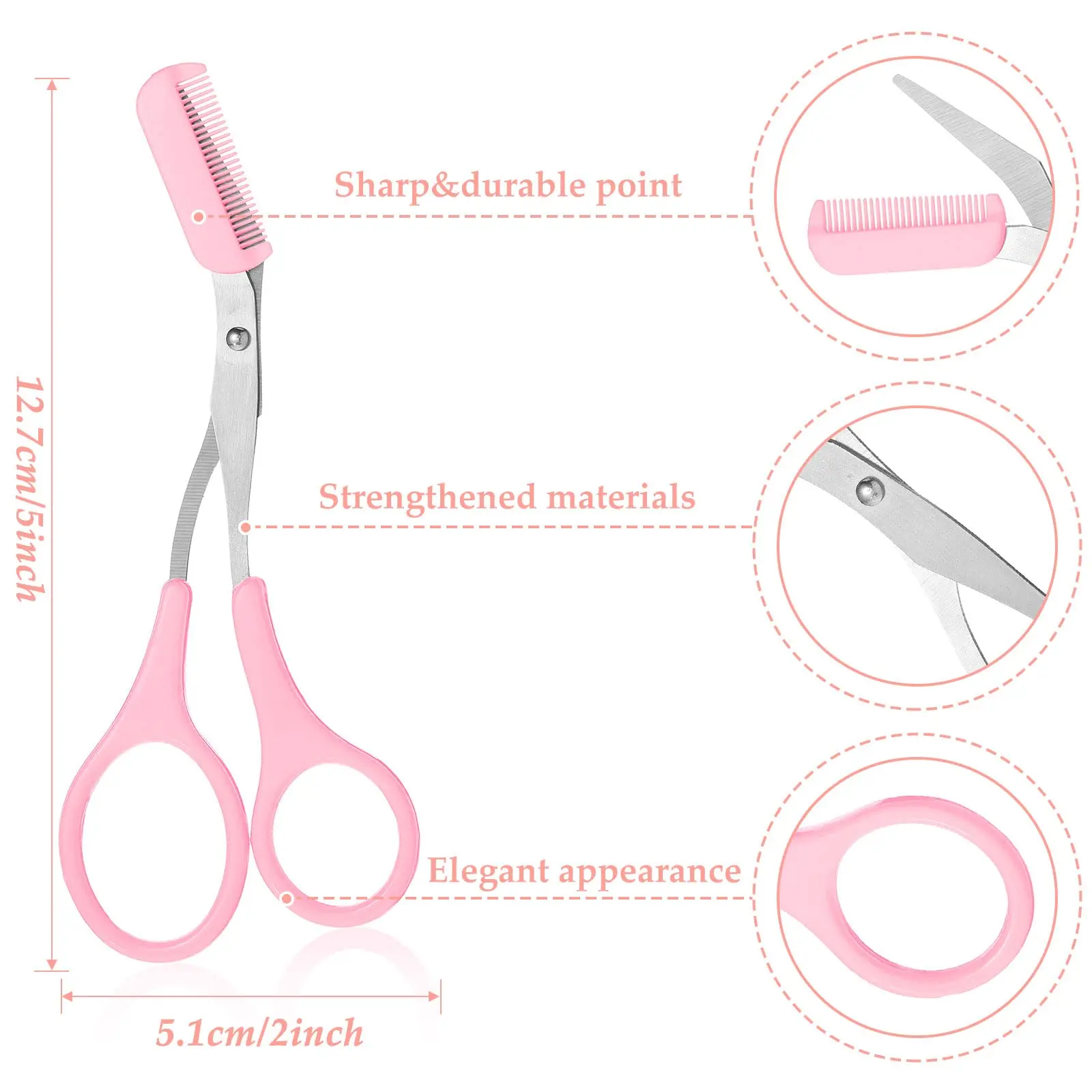 Eyebrow Trimmer Scissors with Comb Eyebrow Shaping Cut Scissors Non Slip Finger Grips Hair Removal Beauty Accessories 2
