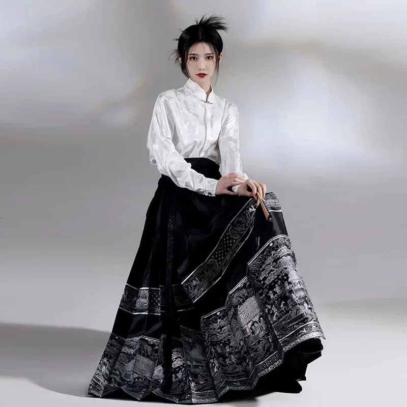 

Pleats Skirt Skirt Casual Skirt Chinese Traditional Hanfu Spring And Summer Dating Street Dynasty Comfy Fashion