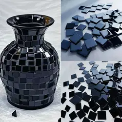 Elegant Black Glass Mosaic Tiles - Premium Handmade DIY & Home Decor Craft Materials - 100g