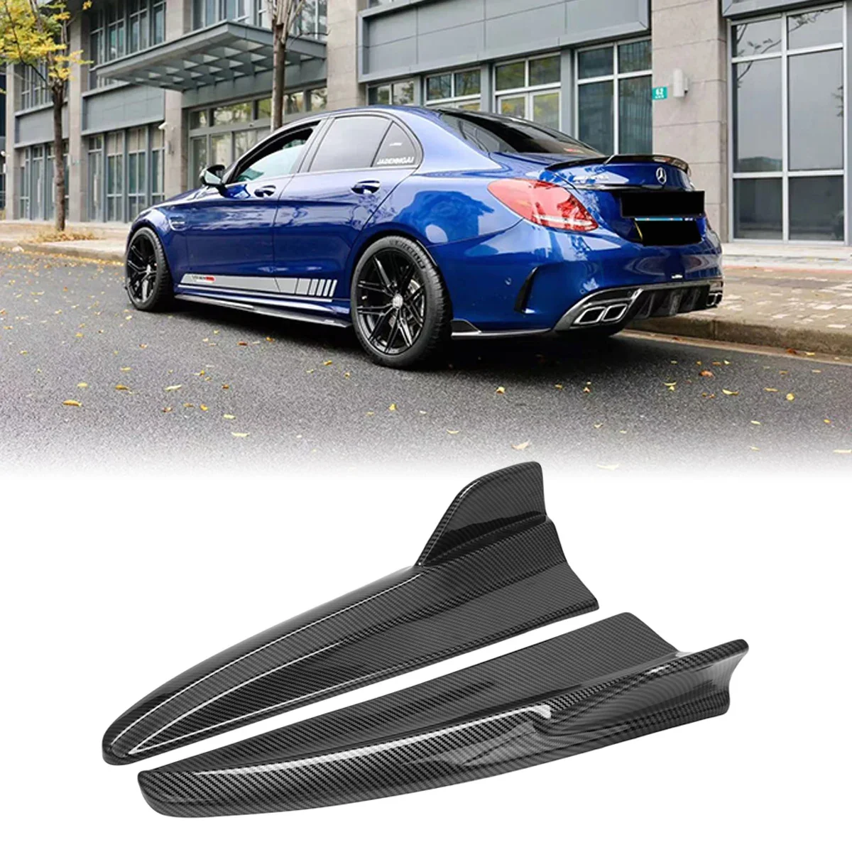 

2PCS Rear Bumper Splitter Lip Diffuser Side Spoiler for Mercedes Benz C-Class W205 C180 C200 C300 C63 2015-2021 Car Accessories