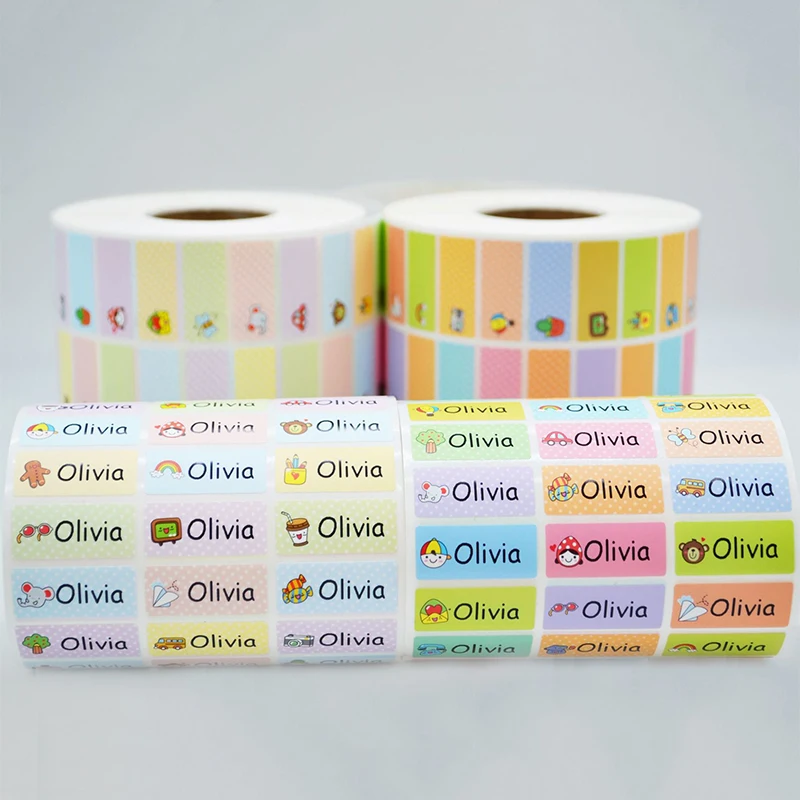 120Pcs Customize Name Stickers Waterproof Personalized Labels Children School Stationery Variety Patterns Animal Tags for Kids 100 500 pcs animal good job cool stickers for praise reward student work label stationery sticker 1inch envelope seals labels