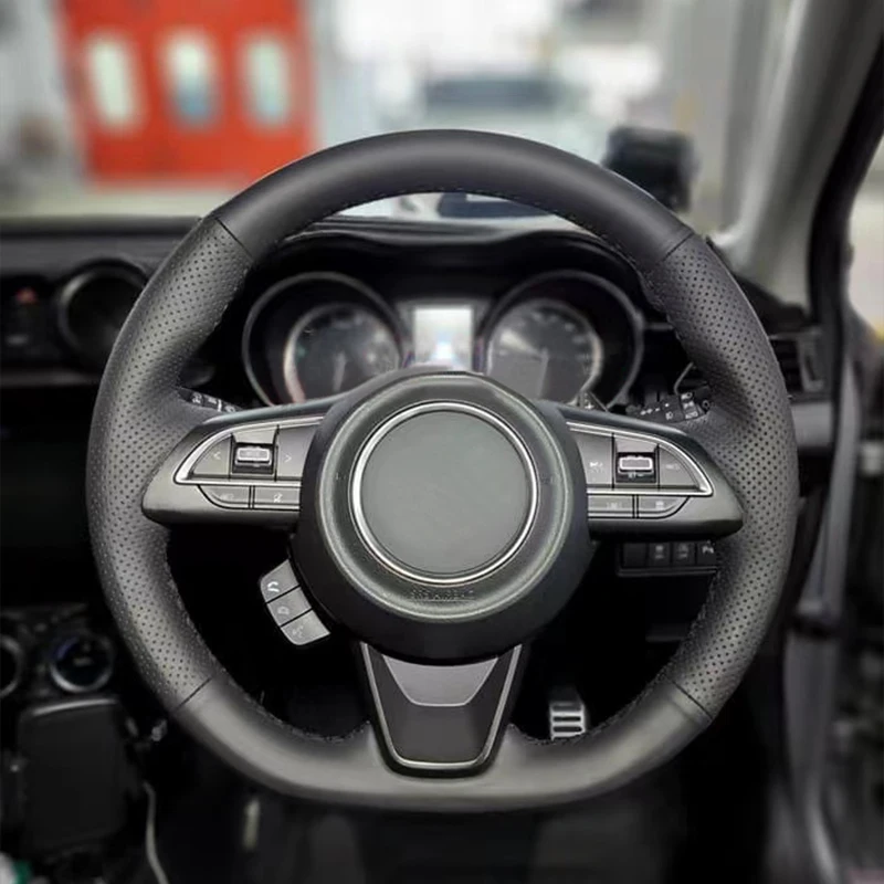 Genuine Nappa Leather Hand-sewing Steering Wheel Cover for Suzuki Jimny Sierra Swift Sport Teszt Baleno 2018-2022 Funda Volante 1