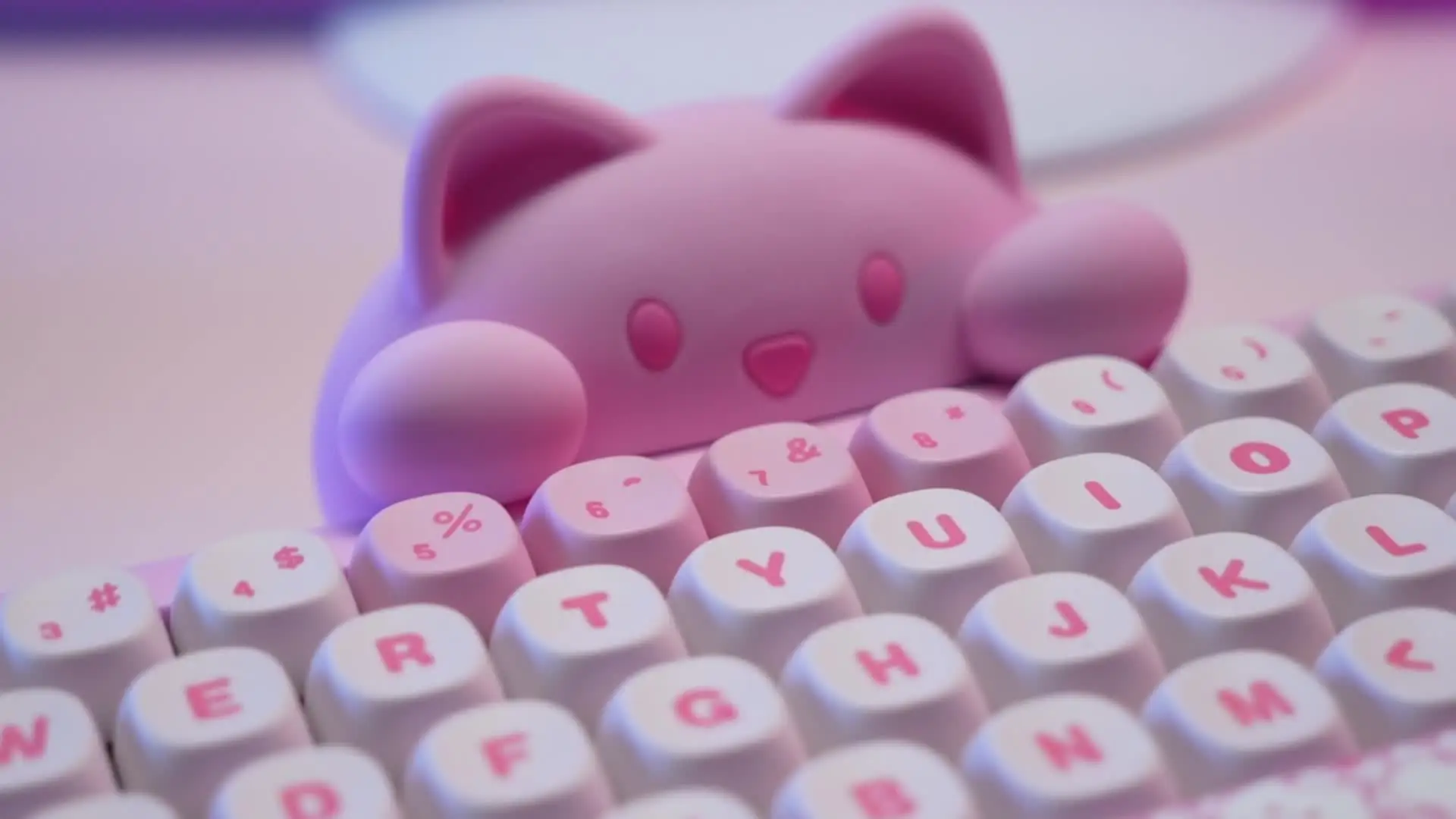 YUNZII C68 ピンク 65% Hi-Fi かわいい猫シリコーンホットスワップ