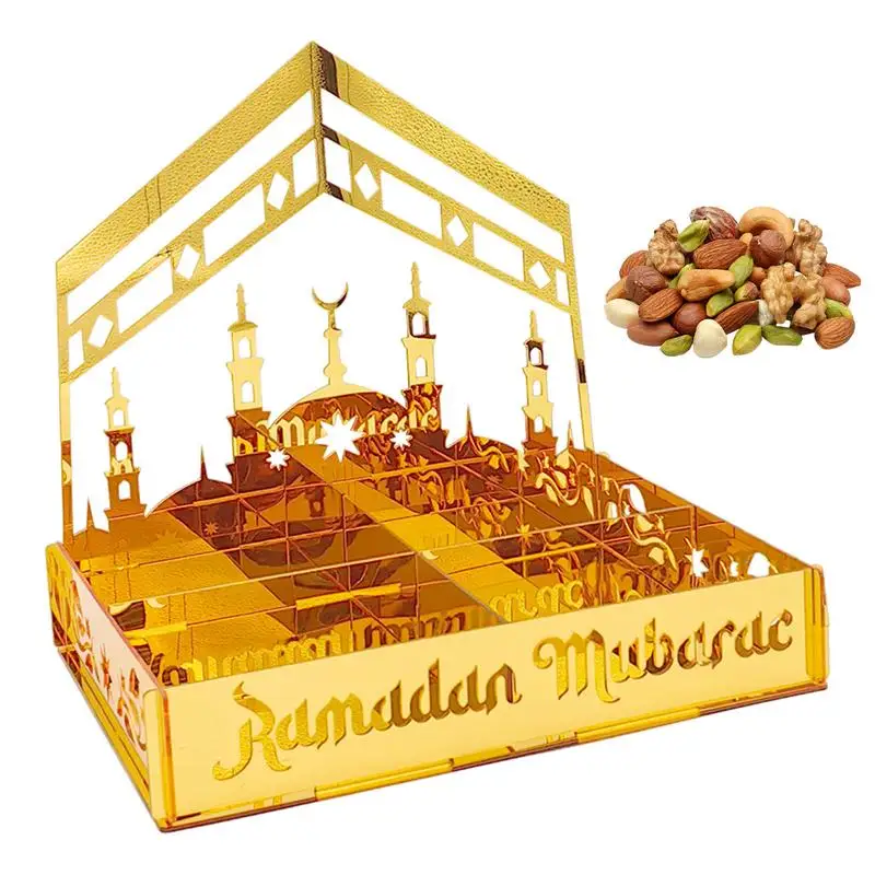 

Eid Food Tray Acrylic Ramadan Moon Star Plate Food Dessert Storage Container Display Holder For Islamic Muslim Festival Decor