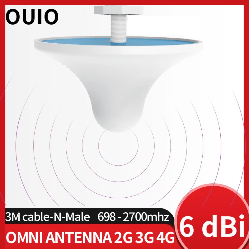 OUIO Indoor Omni Antenna 5dBi 698-2700mhz For Cellular Amplifier 2g3g4g Repeater Signal Booster 4G Antenna N Male Connector 3M