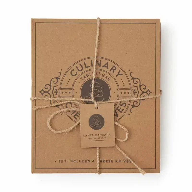 4pcs/6pcs Oak Cheese Knife Set Cheese Knife and Butter Kraft Paper Box Packaging Tools Suit