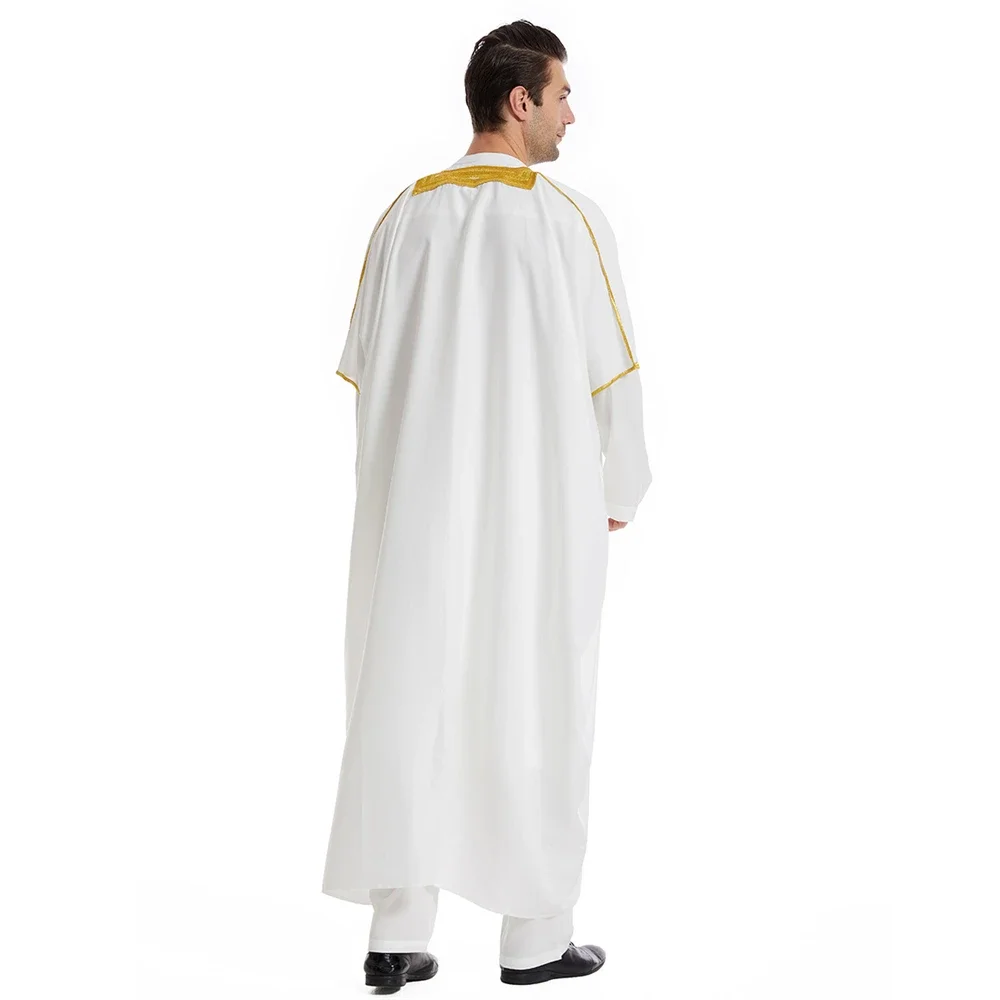 Middle East Mens Robe Muslim Dress Kimono Dishdasha Clothing Islamic Dubai Saudi Abayas Prayer Abaya Kaftan Ramadan Jubba Thobe - Image 4