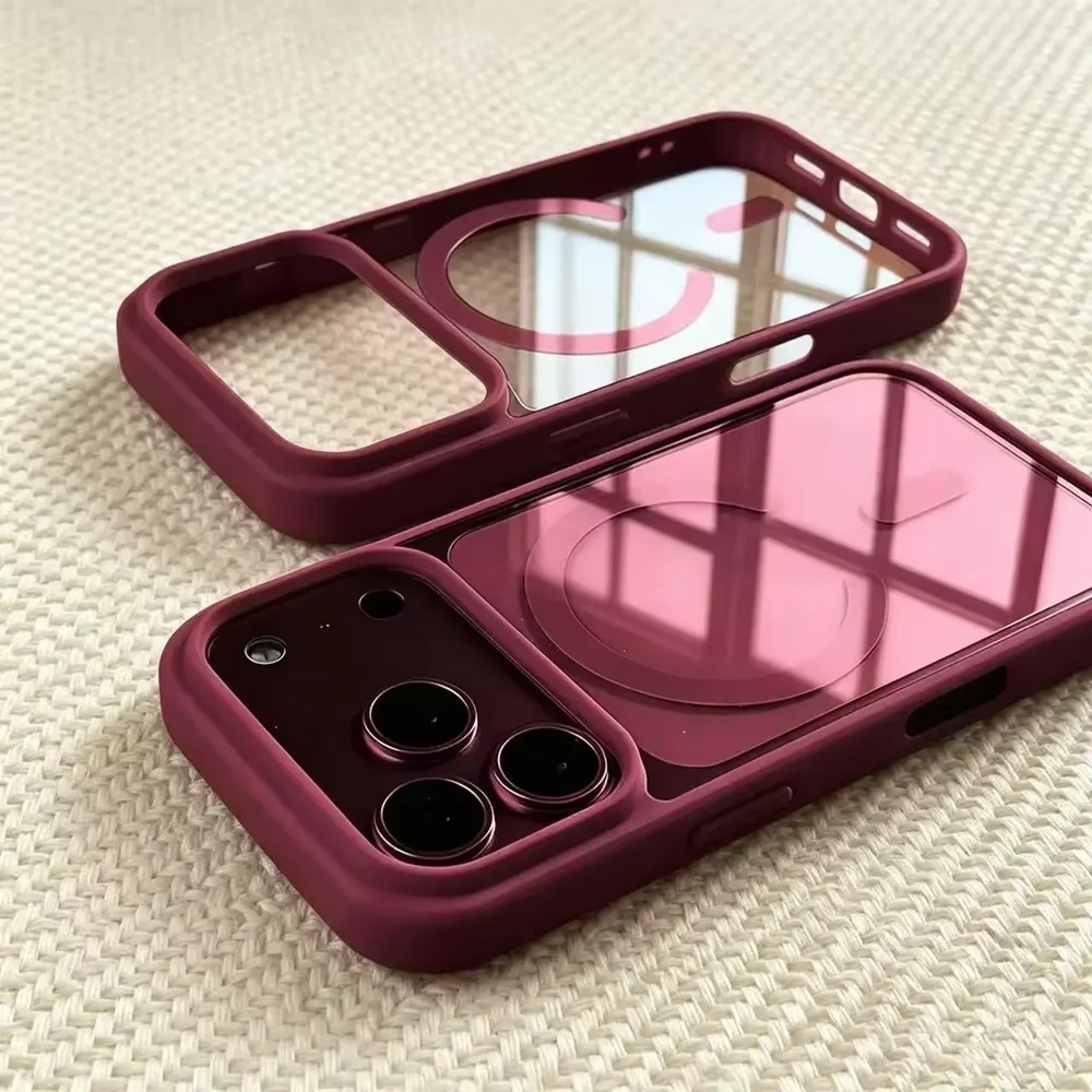 Luxury 2-in-1 Clear Magnetic Phone Case with Metal Camera Lens Protector