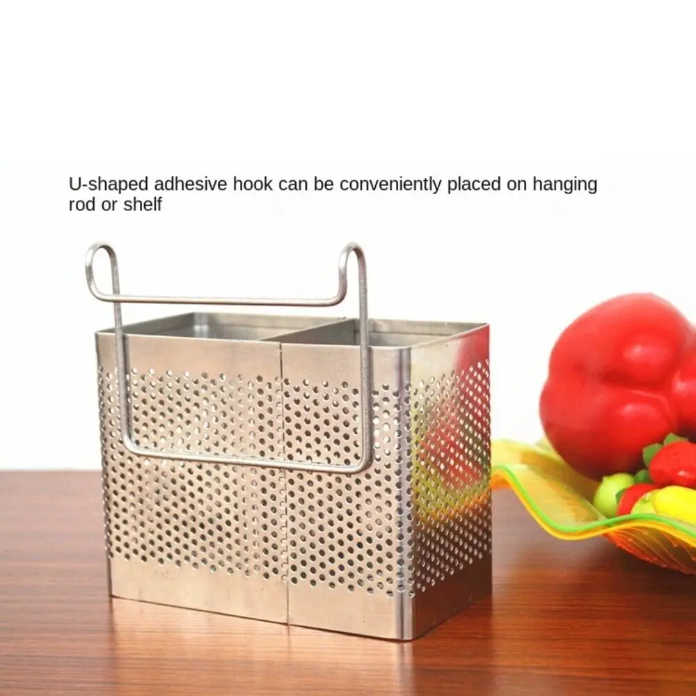 Stainless Steel Chopsticks Rack Tableware Holder Organizer Cutlery Dryer Drainer Shelf With Hooks Kitchen Accessories