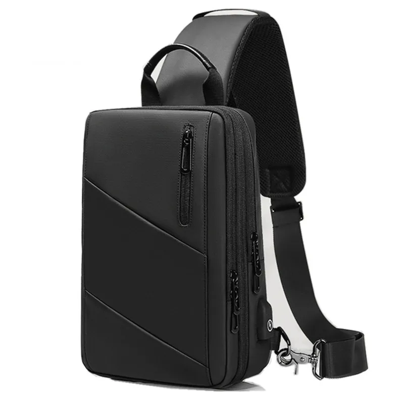 

Многофункциональные сумки через плечо OZUKO для мужчин, мужские мессенджеры с USB-зарядкой, водонепроницаемая нагрудная сумка на ремне, экспандер