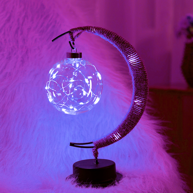 Moon Sepak Takraw Lamp Line Rattan Handmade Hemp Rope Wrought Iron Night Light Home Decoration Night Lamp Christmas Gifts