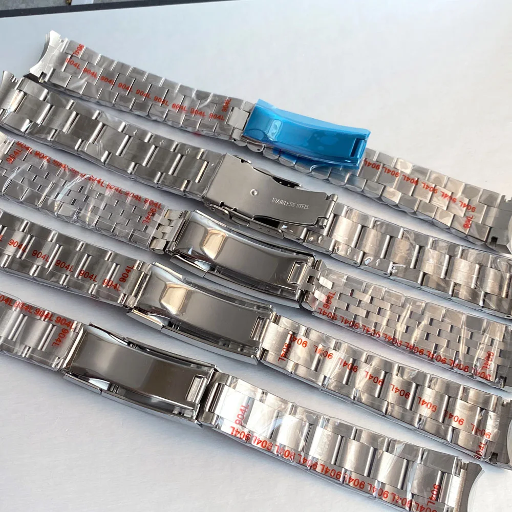 Silver Stainless Steel Jubilee Watch Strap Bracelet, 20mm Width, with Glide Lock Clasp