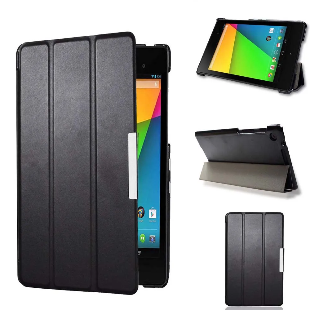 Capa Dobrável de Couro pu para Google Nexus Fhd 2nd 2nd Gen.2013 Capa Dobrável para Tablet com Suporte Modo de Repouso Despertar Automático