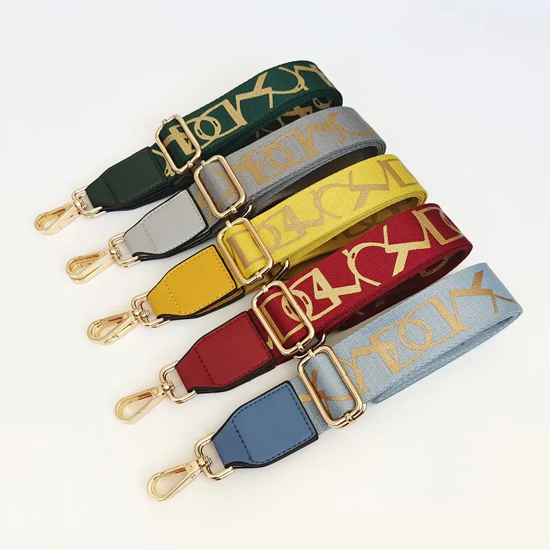 New Women's Shoulder Bag  Strap Color Letters Nylon Cotton Bag Belt Wide Belt Leather Bag Replacement Belt Bag Accessories