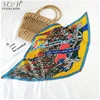 NEW Designer Pleated Square Imitated Silk Scarf For Women Floral Classy Chic Ladies Scarves Travel Neck Scarf Kerchief Bandana 4