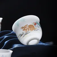 Ustensiles à thé en porcelaine de Jade glacé, tasse à thé douze zodiaques, bol à thé Kung Fu chinois de 130ml, tasse à café expresso à motif Animal créatif 3