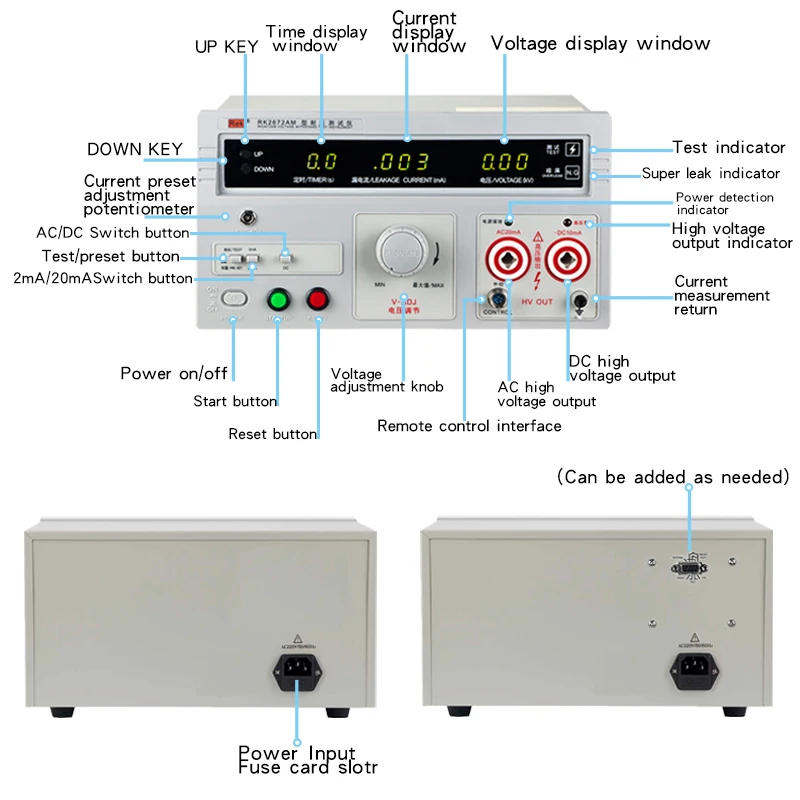 RK2672CM pressure tester AC 100mA DC 20mA 5KV Voltage tester, breakdown protecti