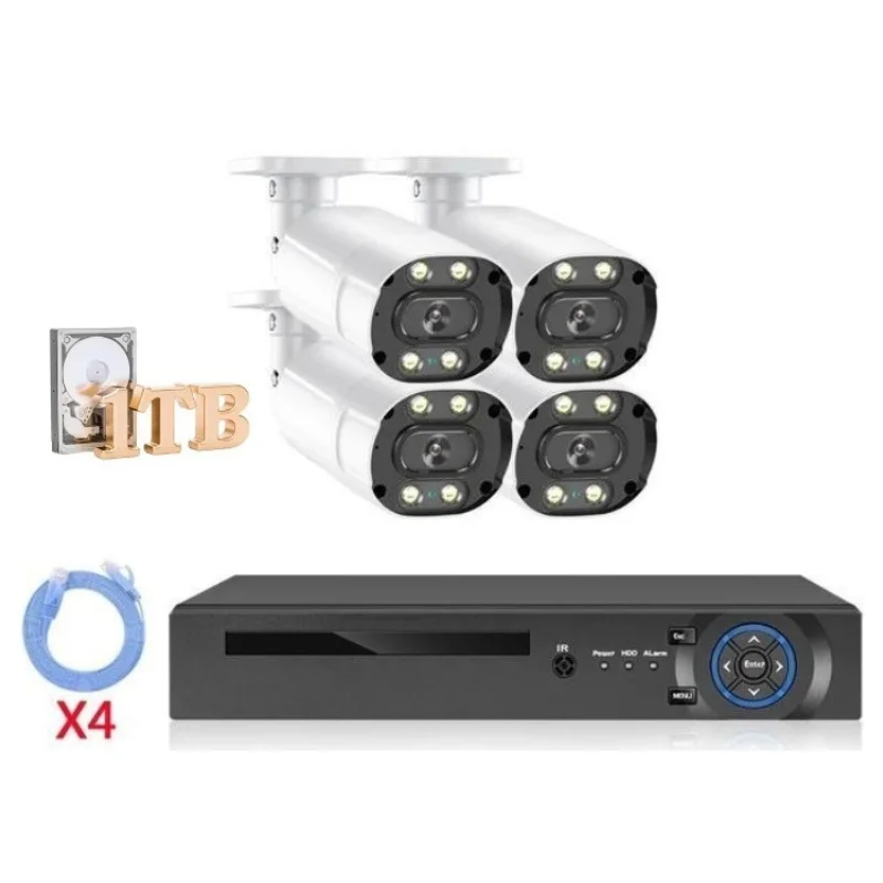 8MP 5MP 4MP 4채널 POE NVR 키트 1TB HDD 야간 투시 방수 보..