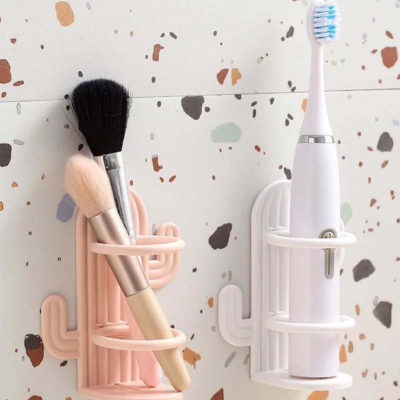 Punch-free Toothbrush Holder Cactus Electric Toothbrush Storage Rack Wall-mounted Waterproof Drain Tooth Holder