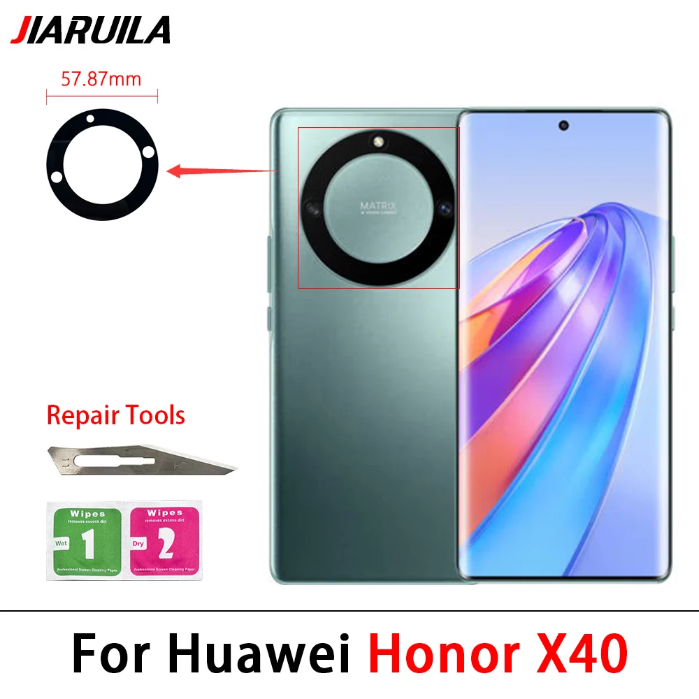 Huawei Vetro Fotocamera Posteriore Honor X6 Vne Lx1 Lx2 Con Biadesivo Ocean Blue Lente