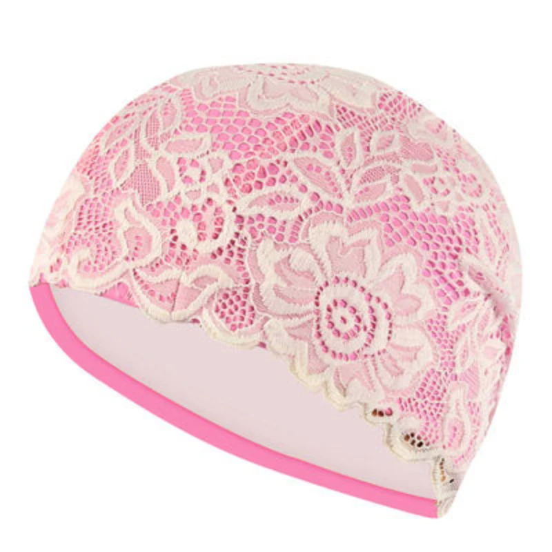 2021 Women Lace Swimming Cap Swim Pool Beach Protect Ears Hair WaterProof PU Bathing Hat For Girls Long Hair Lady Swim Cap