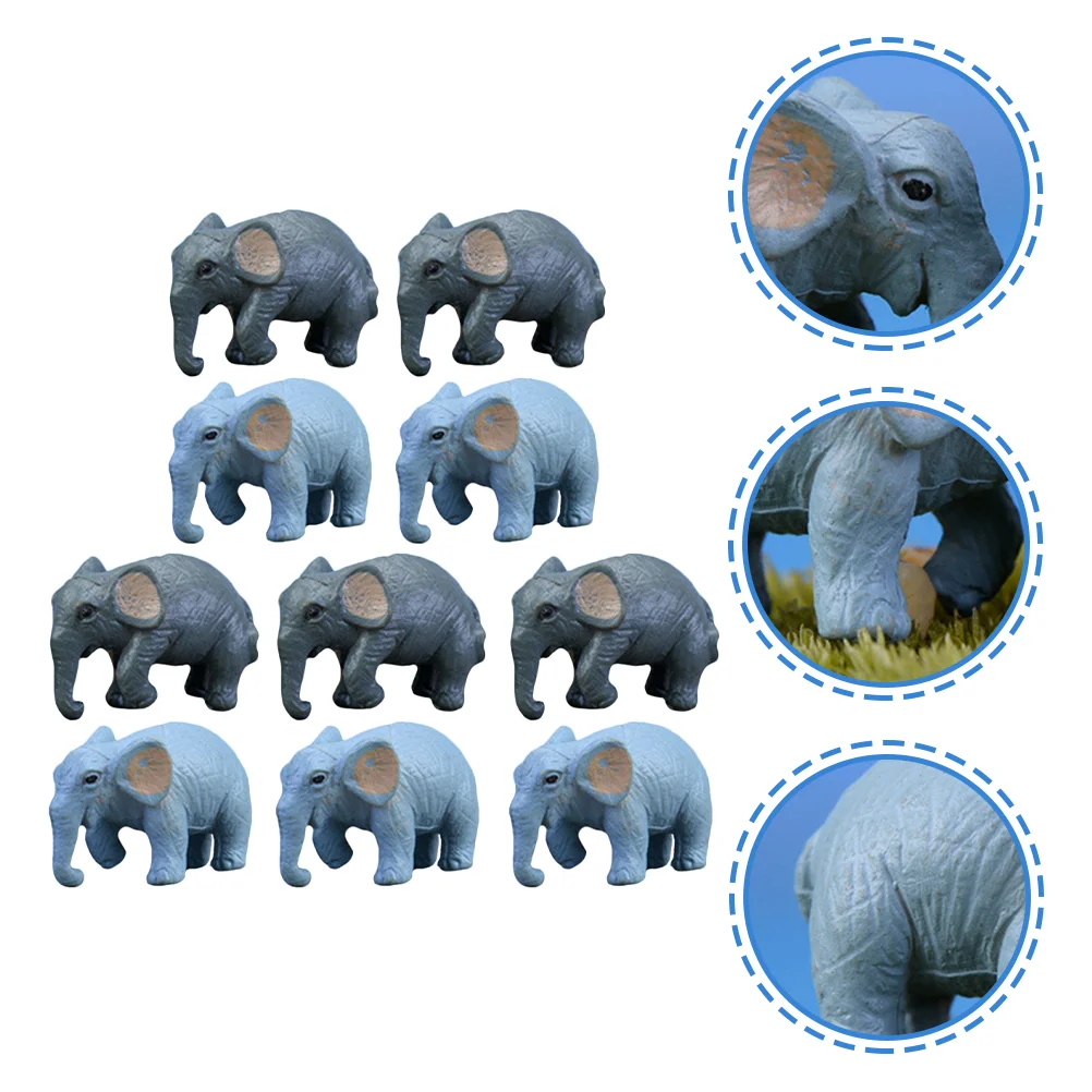 

10 Pcs Cartoon Simulation Elephant Cake Topper Small Plastic Animals Toy Mini Decor Statues for Home Pvc Figurines Toys