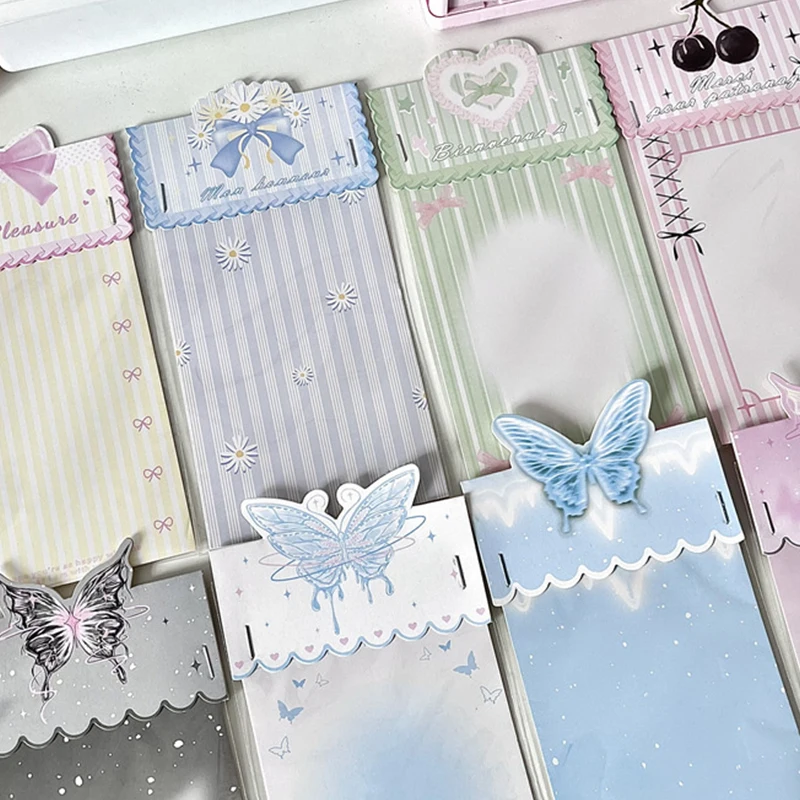 

5Sets Dreamy Butterfly Card Head Packaging Material Paper Art Supplies 3D Idol Photo Card Back Decoration Ins Style Paper Card