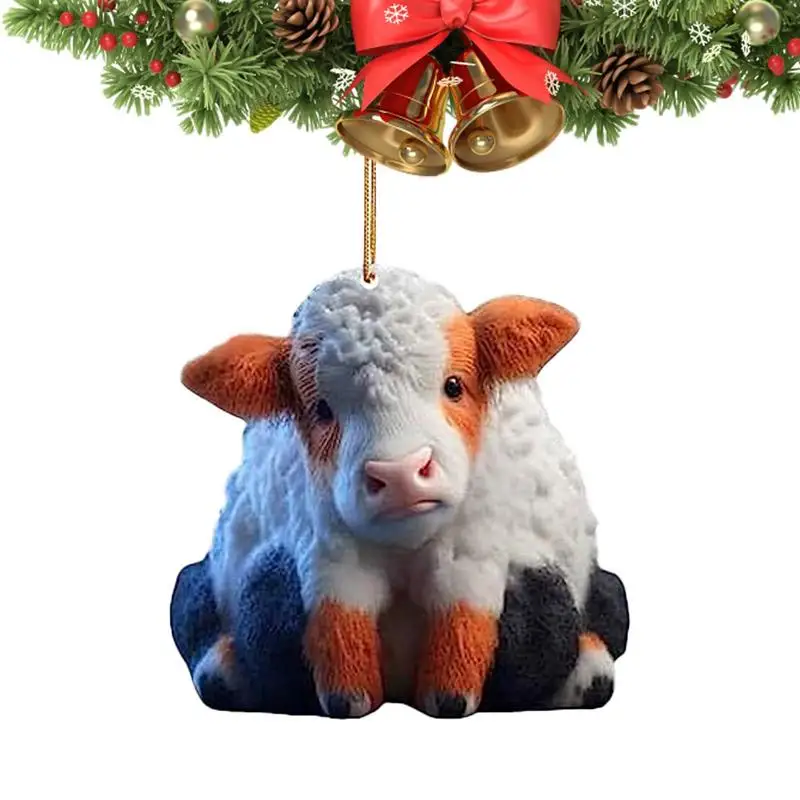 

Christmas Cow Ornaments Hangings Cartoon Cow Car Pendant Home Tree Decoration Car Cow Pendant Interior Rearview Mirrors Charm