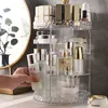 360 degree rotating transparent cosmetic storage box, desktop dressing table, skincare products, lipstick brushes, storage rack 5
