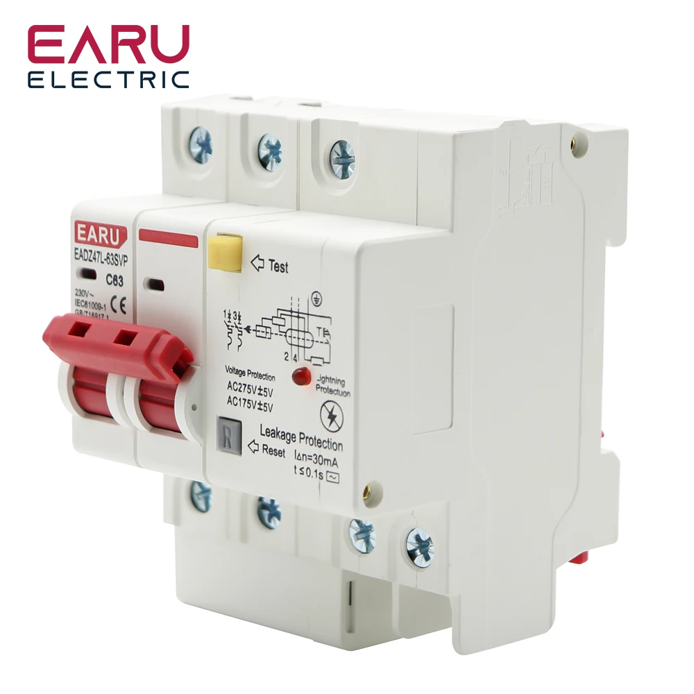 vazamento 2p spd 230v rcbo rccb 04
