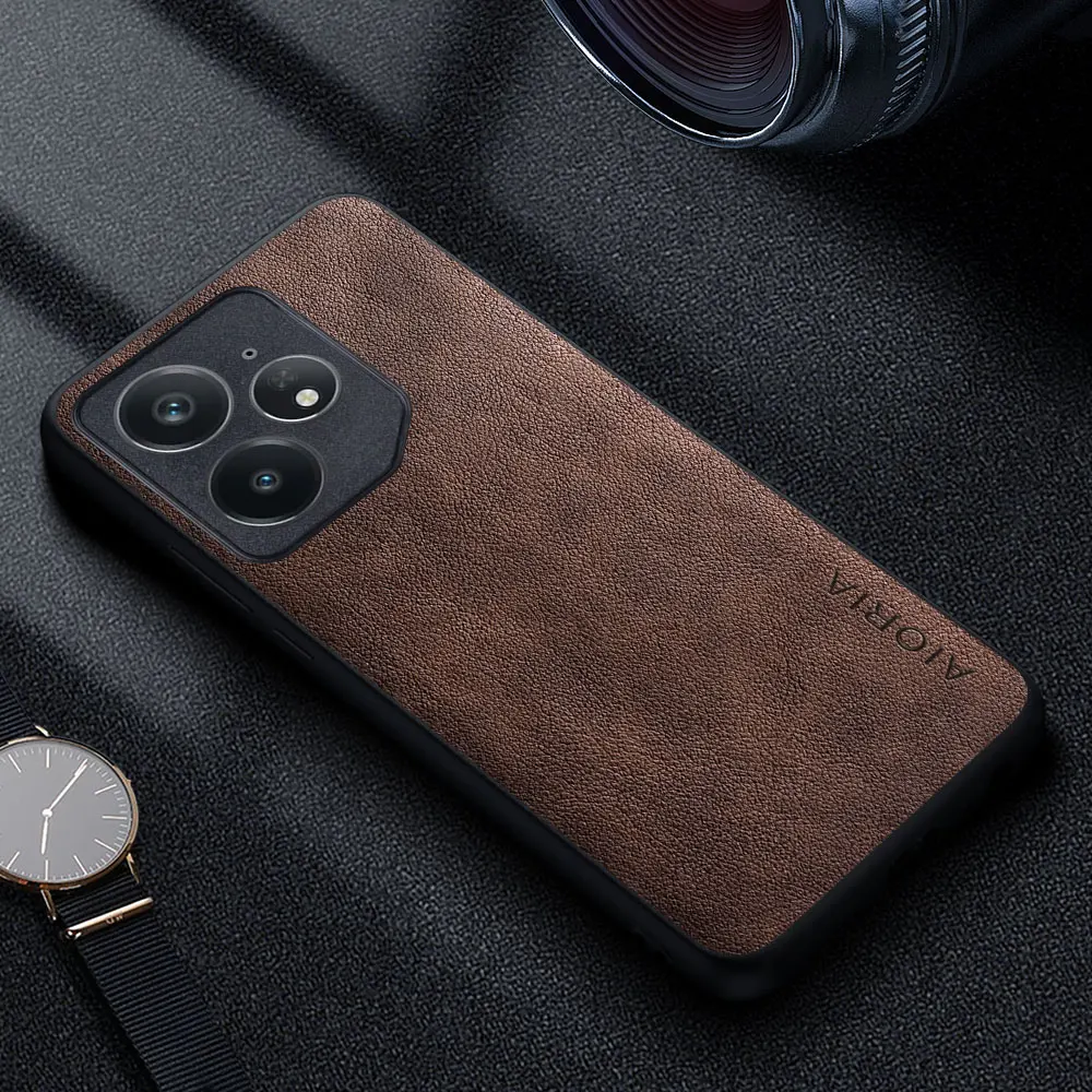 Premium PU Leather Phone Cover with Full Protection and Precise Camera Cutout - Black