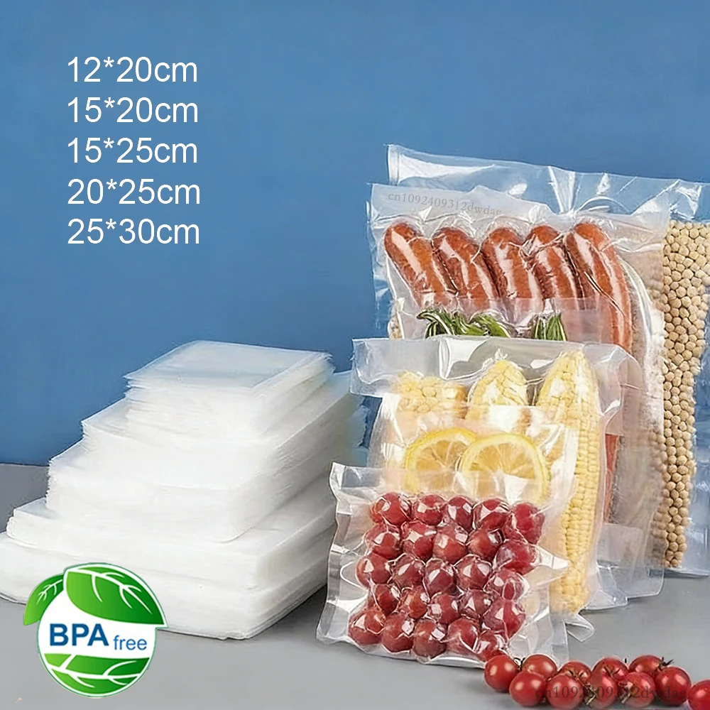 Food Vacuum Packaging Bags Kitchen Storage Bags BPA Free Vacuum Bag For Freshness 5 Sizes Packaging 100pcs