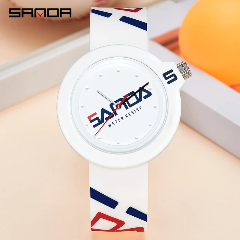 SANDA Casual Fashion Quartz Men Watch 2023 New Casual Sports Watches Silicone Strap 30M Waterproof Men Watch Gift Reloj Hombre